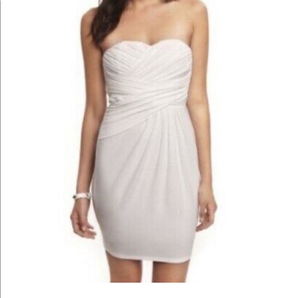 white strapless wrap dress